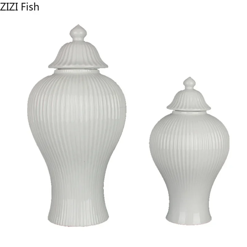 Serbatoio Di Stoccaggio Minimalista A Strisce Verticali Vaso Di Zenzero In Ceramica Contenitori Cosmetici Decorativi Da Scrivania Composizione Floreal