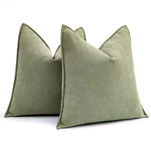 Lot de 2 housses de coussin en chenille douce, luxueux, pour canapé, de ferme, au design élégant, pour la décoration de la maison 1