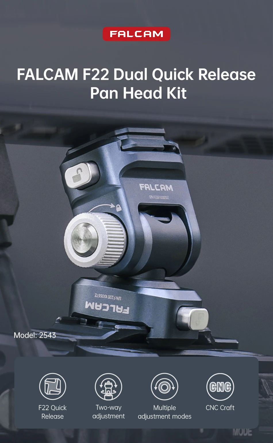 Falcam F22 2543 Quick Release Tilt Head with Dual Quick Release Plates for DSLR