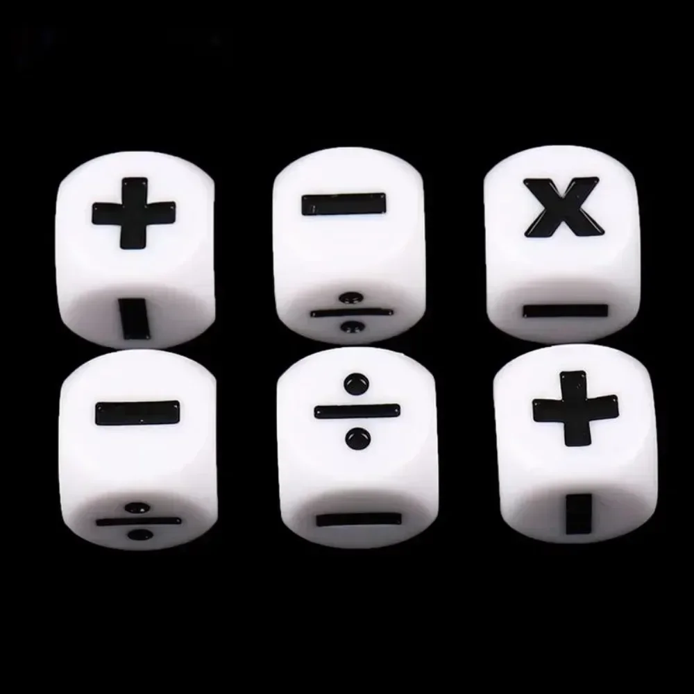 6Pcs 16mm Resin Addition Subtraction Multiplication Division Symbol Dice Math Toys for Kids Operation Props Education Toys