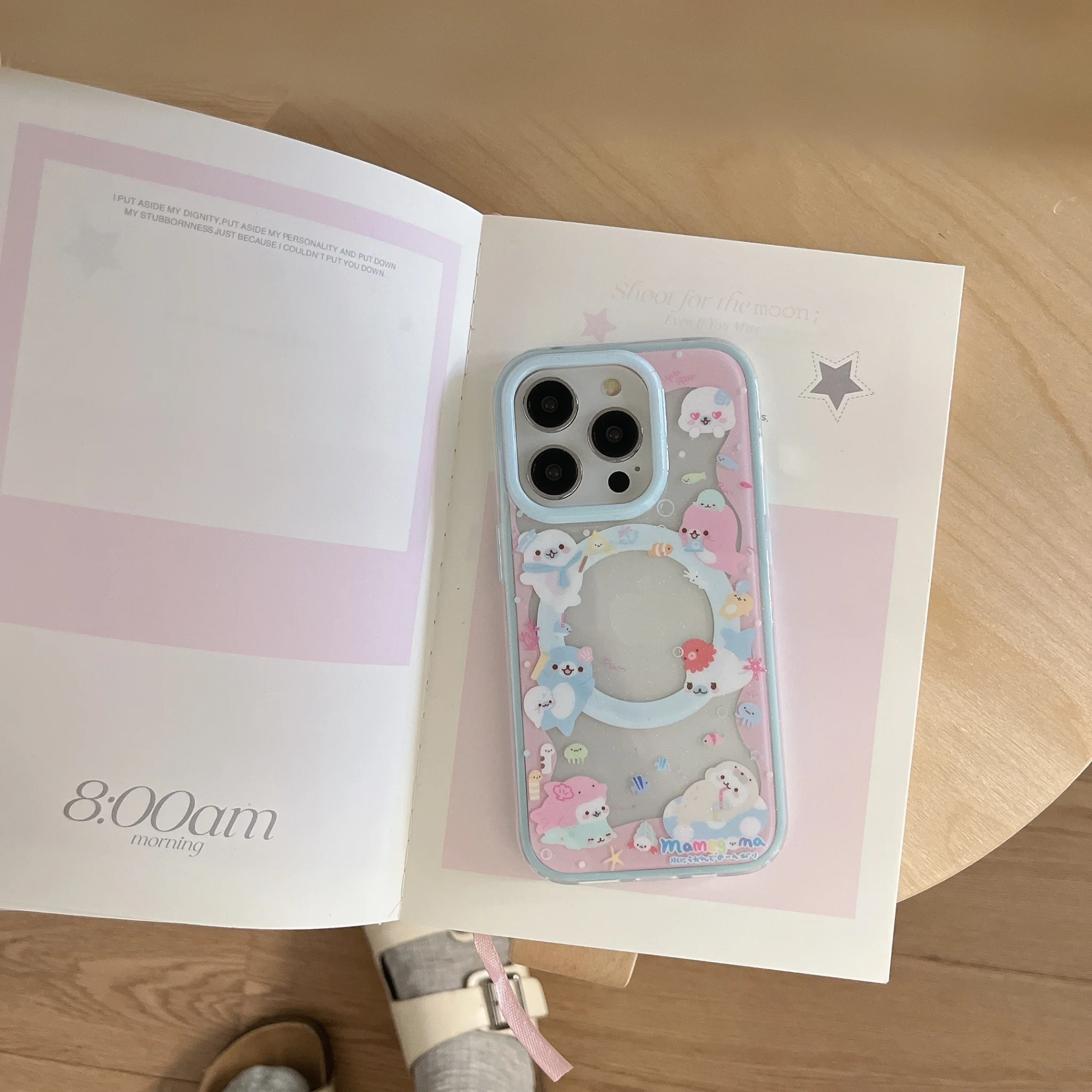 Cream Cake Starfish Shaking Magnetic Shockproof Phone Case with Stand Holder and Grip