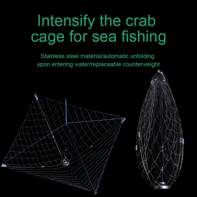 1 pc universal cage style fishing net, Can contract, crab catcher, steel wire material suitable for saltwater, 400g to 550g 4