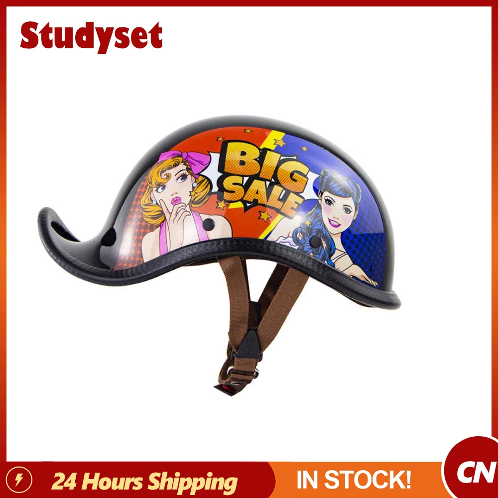 

Motorcycle Helmet Moto Youth Helmets Retro Half Helmet for Bike Moped Scooter Adult Motorcycle Half Face Vintage Helmet Hat Cap