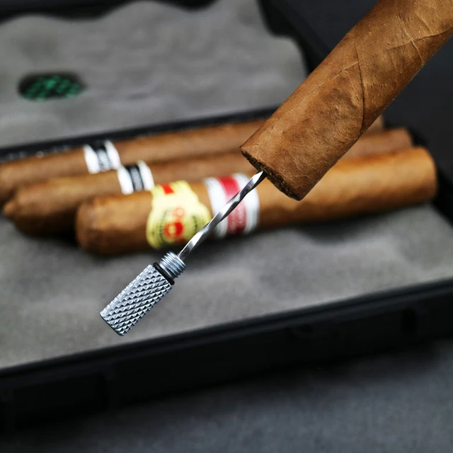 Portable Cigar Cutter Travel Cigar Draw Enhancer Tool Dredge Drilled Stainless Steel Cuba Punch Loose Cigar Accessories Gadgets - Image 3