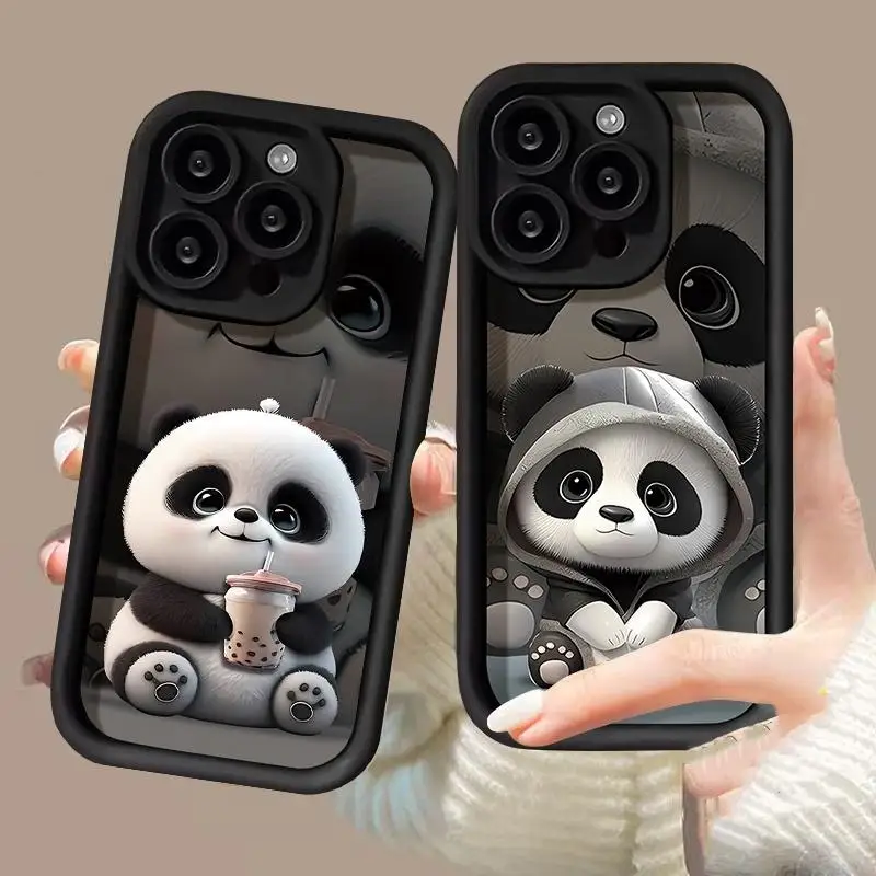 Custodia Per Huawei Y9 Prime 2019 P30 P40 P50 P20 Pro Mate 20 30 40 Pro Cover Cute Panda Coffee Matte Anti-Knock