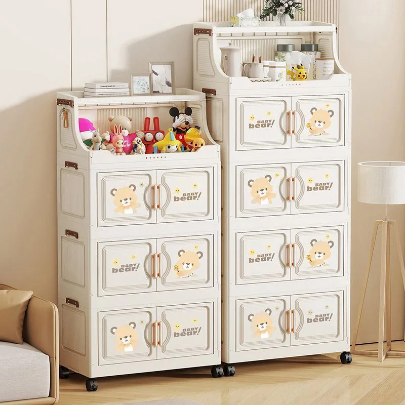 접이식 다층 수납장 어린이 친화적 가정용 플라스틱 간식 정리함 설치 불필요