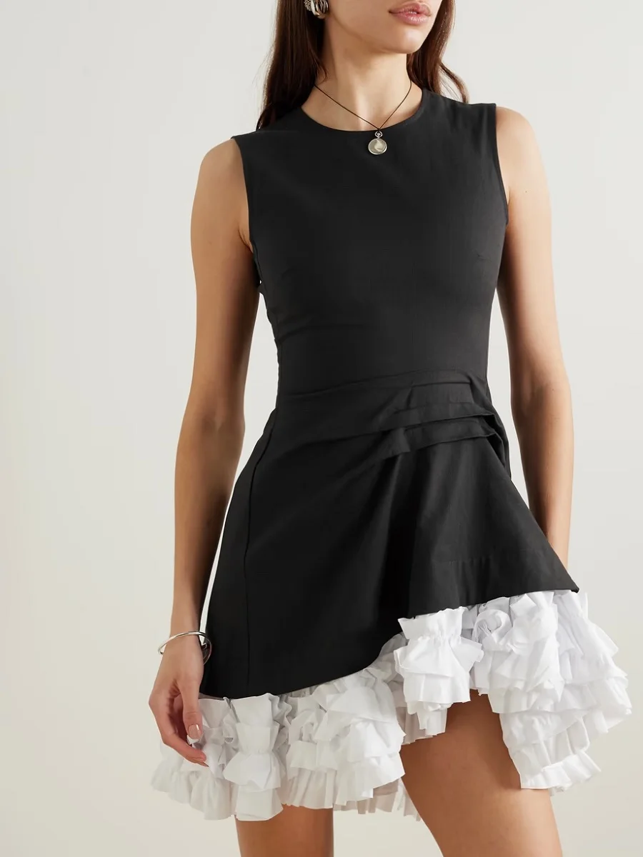 

2024 Summer Womens Mini Skirt Satin Ruffle Corset Corset Womens Dress y2k Clothes New Fashion High Quality Irregular Skirt bra
