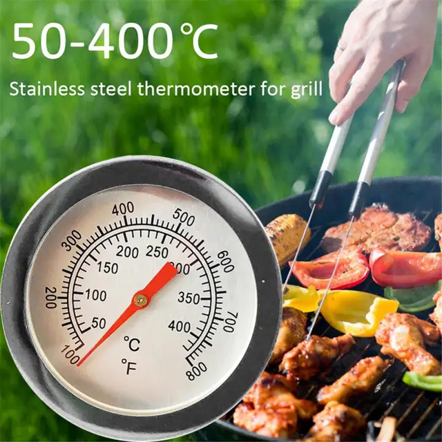 Bbq Húshőmérő Rozsdamentes Acél Fa Dohányzó Hőmérő Főzés Étel Szonda Otthoni Konyha Kiegészítők