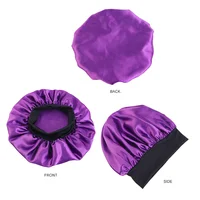 Bonnets solides en Satin pour femmes, chapeau de bain à large bord pour dormir la nuit, unisexe, bandeau élastique, Bonnet de soins capillaires 3