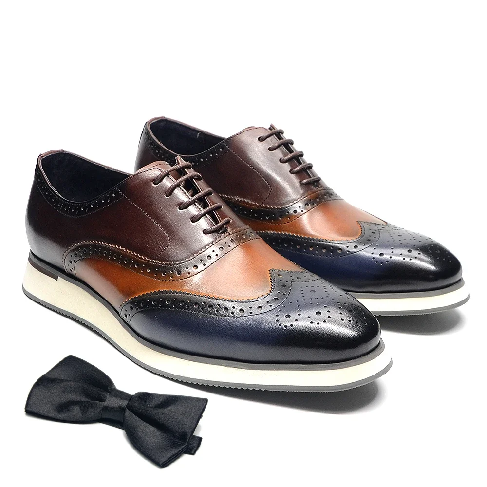 chinese dress ladies Wingtip Oxford Italian Men Shoes with Grey Leather main image 0