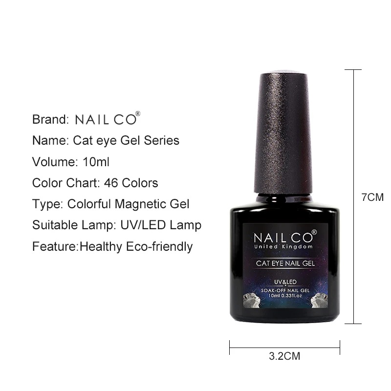 NAILCO 10ml Cat Eye Gel Polish Magic Magnetic Stick Cat Eye Gel Nail Soak Off UV Manicure Chameleon Gel Crystal Cat Eye Polish 4