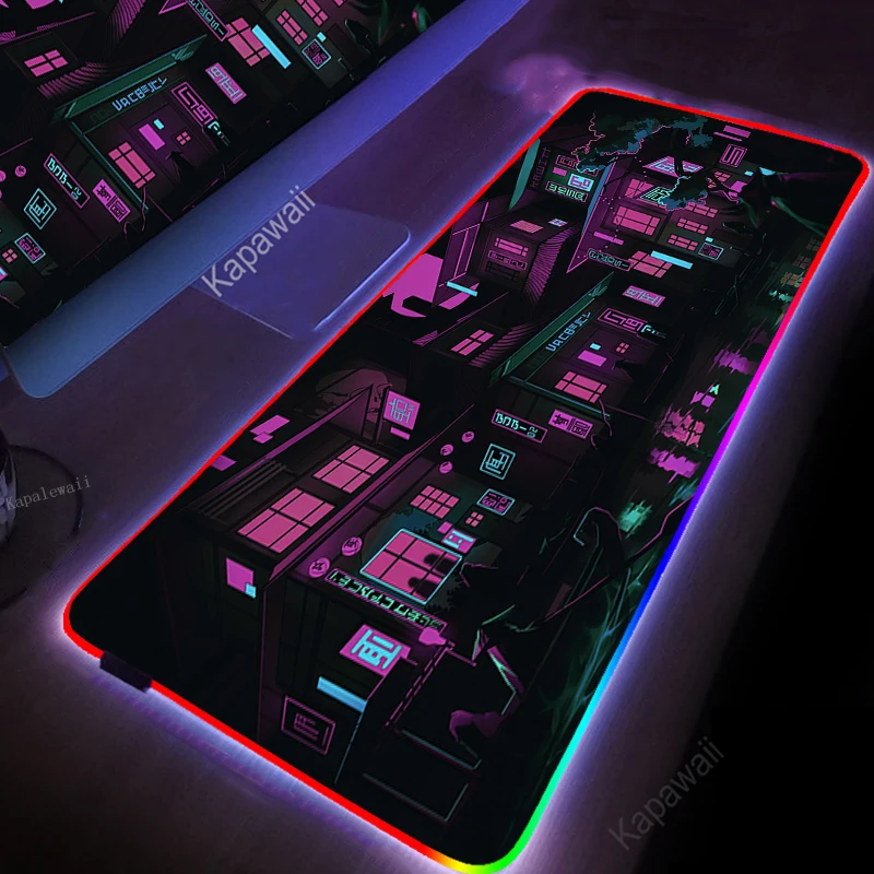 

RGB Neon City Mousepad Large Gaming Mousepads Luminous Mouse Pads Big LED Mouse Mat Desk Pad Backlit Keyboard Mats Waterproof