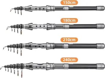 Fishing Pole Combo Set 1.5/1.8/2.1/2.4m Rod Reel Telescopic Fishing Rod Carbon Fiber Spinning Reels Fishing Set with 5