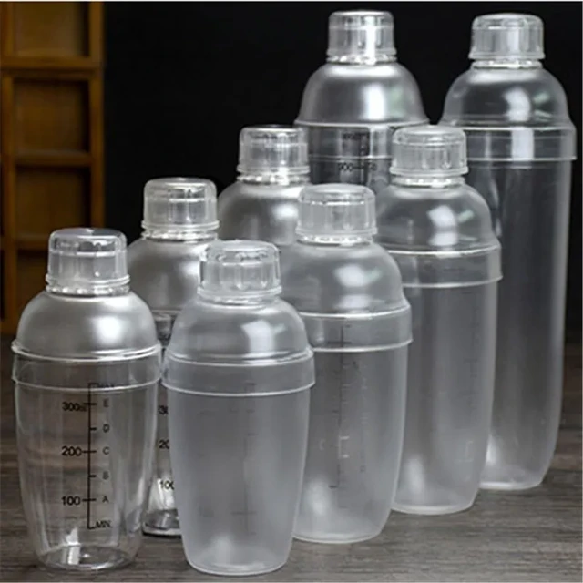 1000ml Clear Plastic Cocktail Shaker Cup Scale Wine Beverage Mixer Drink Tools - Transparent