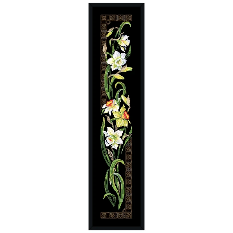 Iris Daffodil Orchid cross stitch package flower aida 18ct 14ct 11ct black cloth people kit embroidery DIY handmade needlework embroidery thread,cross stitch kit,embroidery fabric,embroidery stabilizer