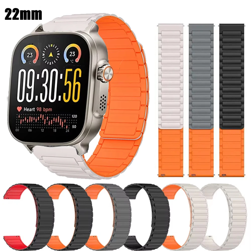 Silicone Magnetic Loop Strap - 22mm Sport Wristband Bracelet