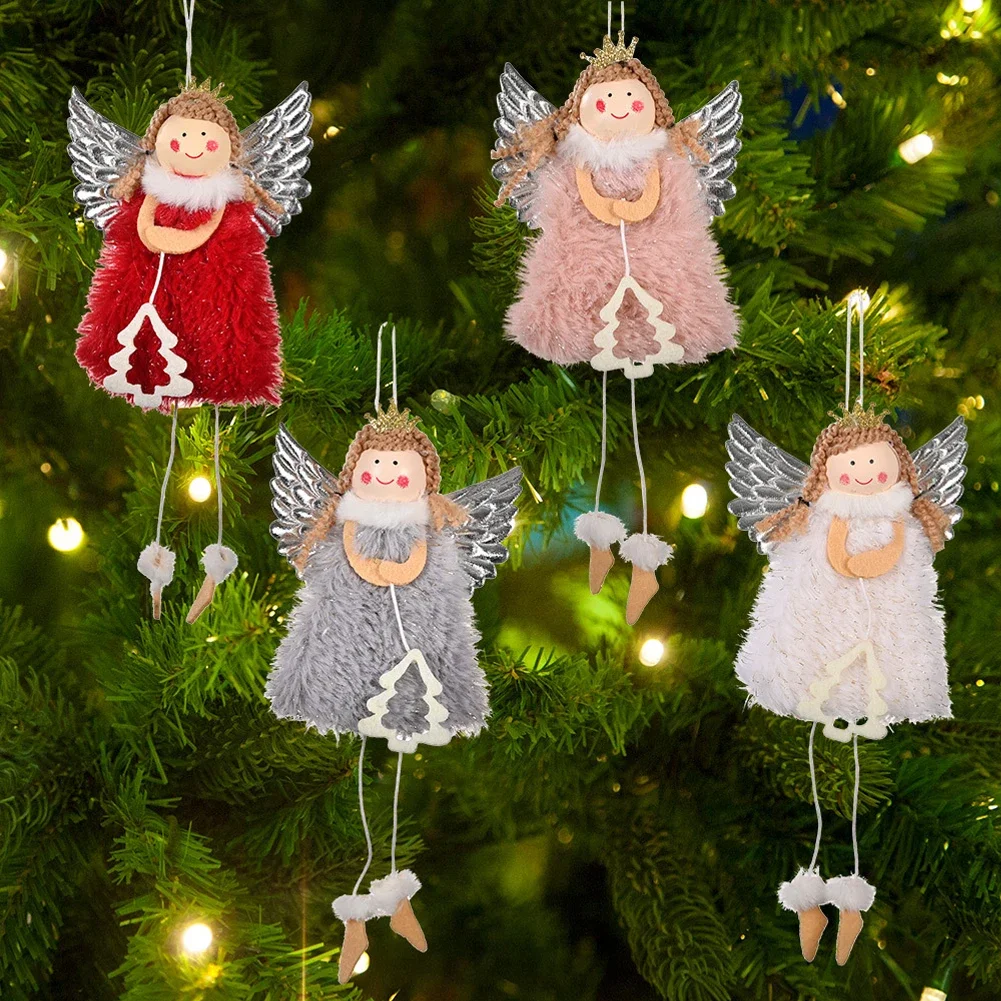 

Christmas Silver Wing Angel Doll Xmas Tree Decorative Angel Girl Pendant Cute New Year Hanging Ornament for Home Party Decor