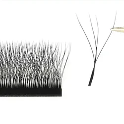 Deluxe 4D W - Shaped Beam Eyelash Extensions Patch - Faux Russian Volume Clusters - 6mm (Black)