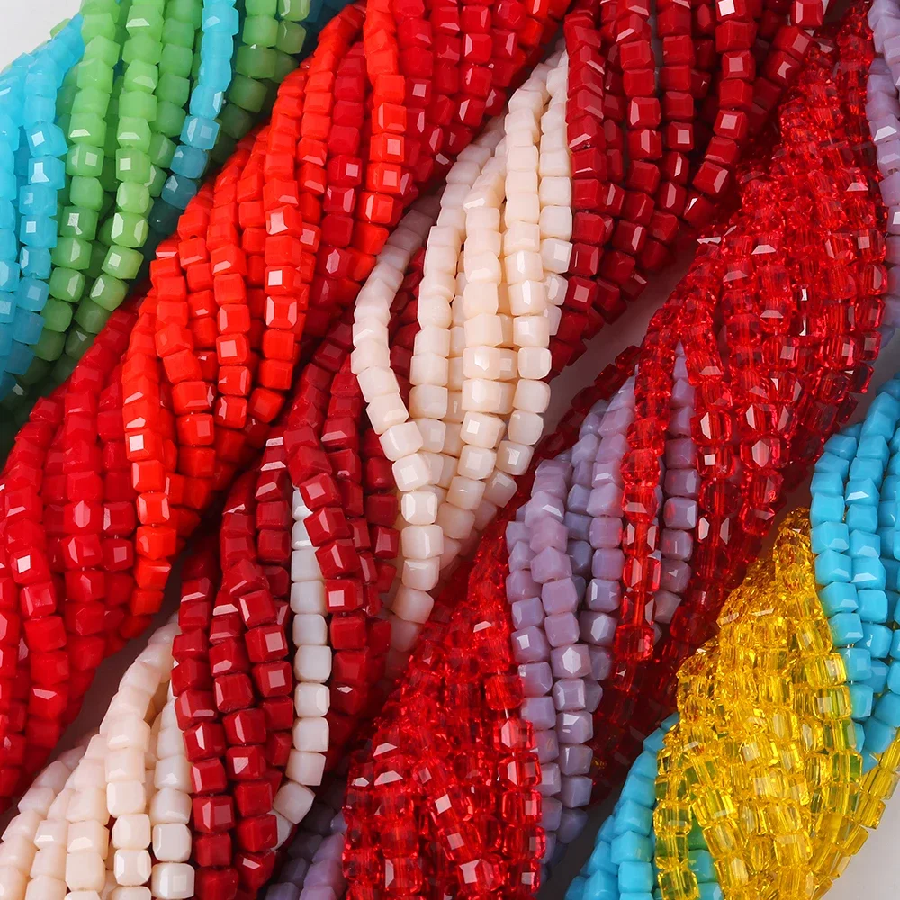 

1 lot 4mm Square Faceted Glass Crystal Spacer Beads Loose Spacer Beads for Jewelry Making DIY Bracelet Jewelry Accessories