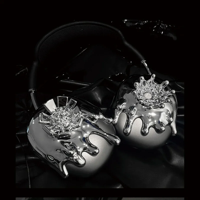 Airpods Max ケースカバー液体金属銀メッキ樹脂保護スリーブ Airpods