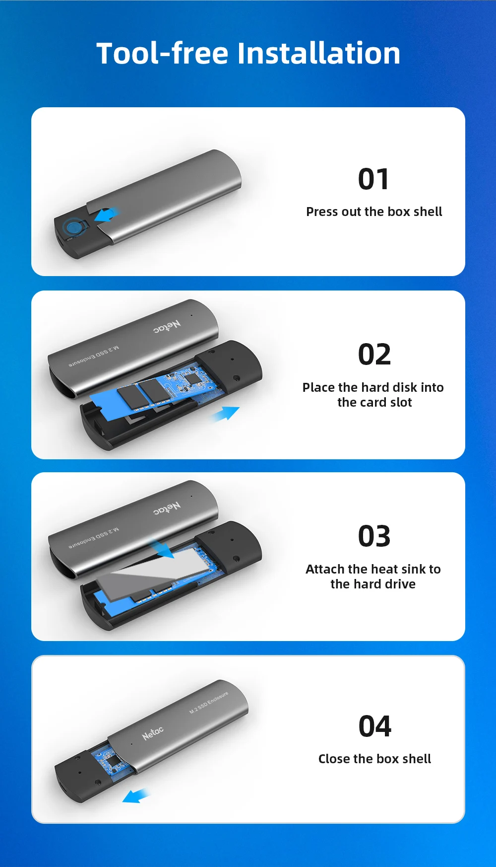 laptop hard disk external case Netac M.2 NVMe SSD Case 10Gbps External Hard Drive Box M2 SATA HDD Case Type C to C with adapter HD HDD External Enclosure 3.5 hdd external case