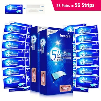 28 Strisce Sbiancanti per Denti 5D Paris, Rimuovono Placca e Macchie, Pulizia Igiene Orale, Riducono la Sensibilità, Sbiancamento Dentale