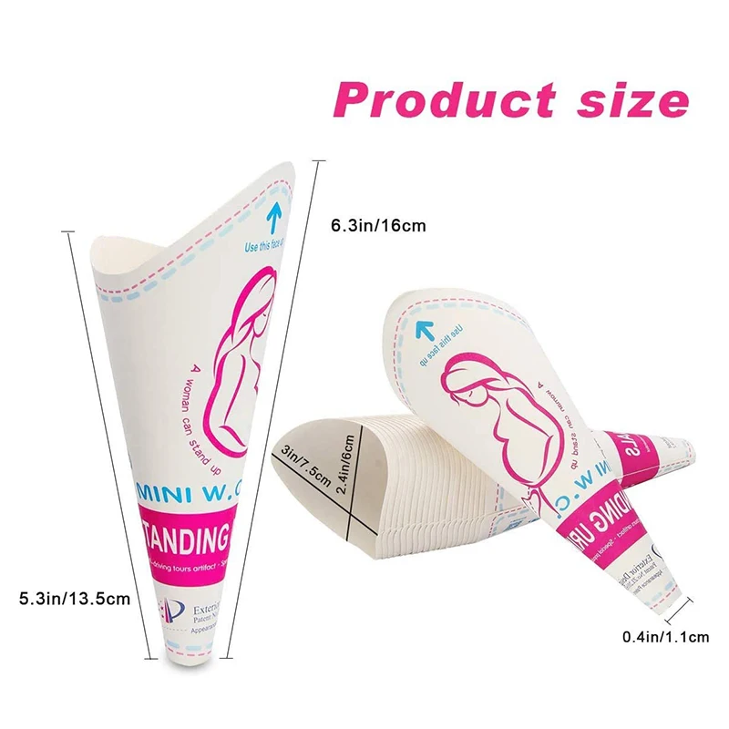 Women urinal,female pee funnel 12pc/lot disposable paper urinal woman urination device stand up pee for camping travel portable female outdoor toilet tool