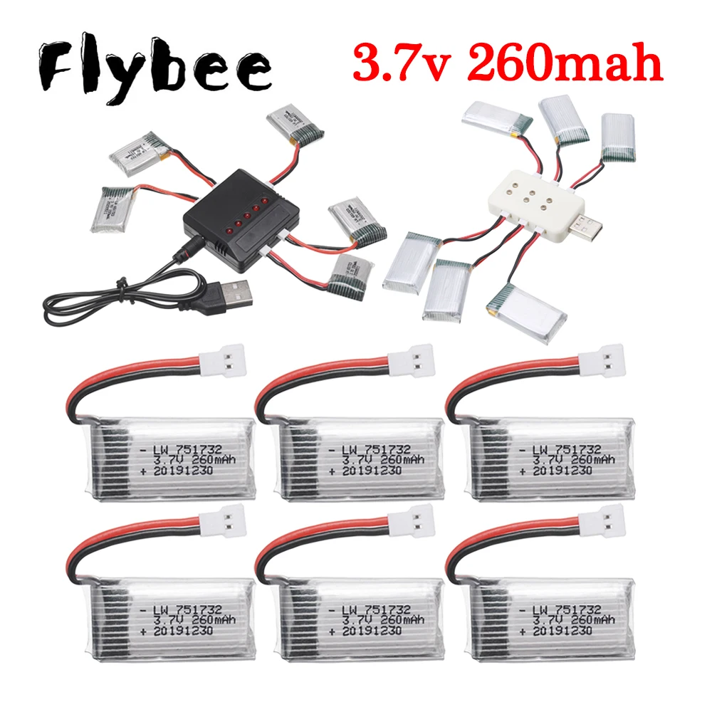 

3.7V 260mAh Lipo Battery and Charger for H8 H48 RC Quadcopter drone part H8 Mini 3.7 V Battery 25C H8MINI
