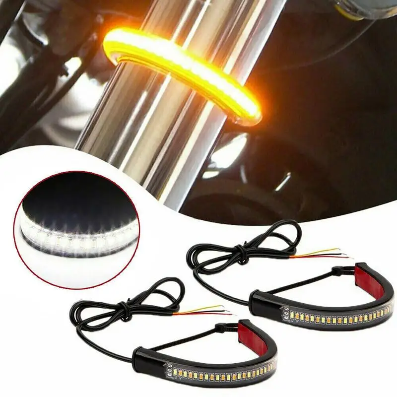 

12V 2A 5W Motorcycle Led Turn Signals ABS White And Yellow Flow Light Car Strip Headlights Running Light LED Turn Signal