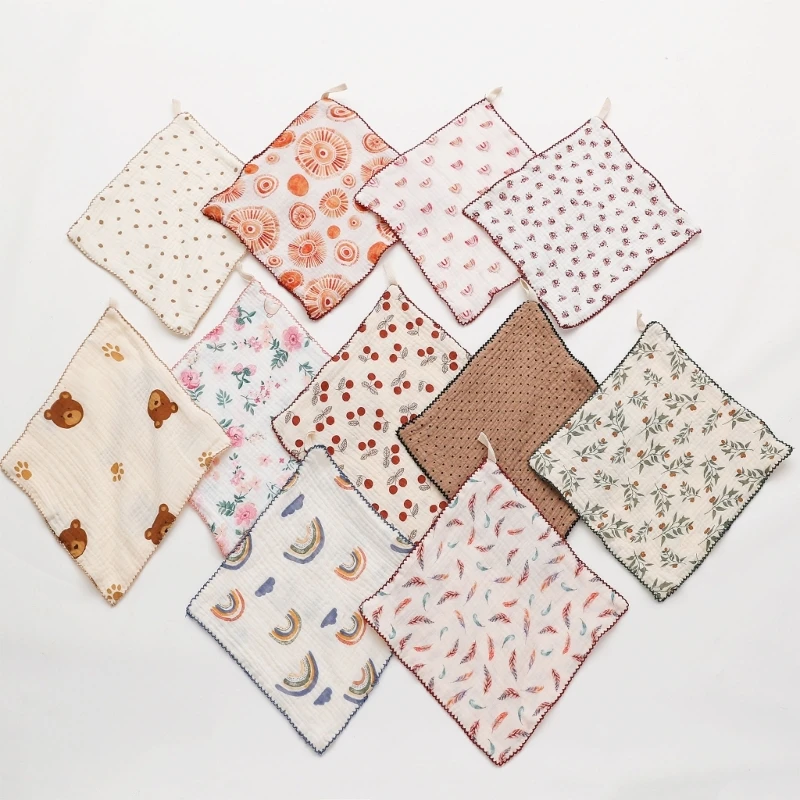 Baby Washcloths Muslin Cotton Towel Soft Baby Muslin Cloths Wipes Bibs G99C