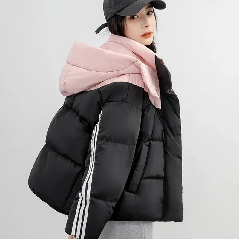 2023 New Women Down Jacket Winter Coat Female Short Parkas Thick Warm Outwear Leisure Time Hooded Versatile Fashion Overcoat