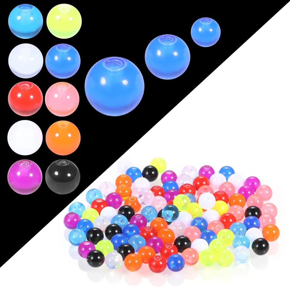 Colorful Acrylic Replacement Ball 3mm 5mm 6mm Tongue Piercing Balls Barbell Ear Eyebrow Piercing Ball Body Jewelry 90-120pcs piercing jewelry body piercing jewelry body jewelry