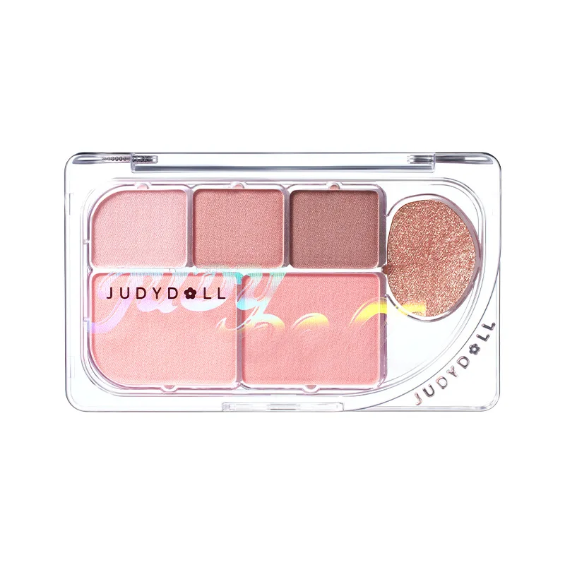 Judydoll 6color matte shine eyeshadow plate earth color comprehensive plate blush daily low saturation face makeup