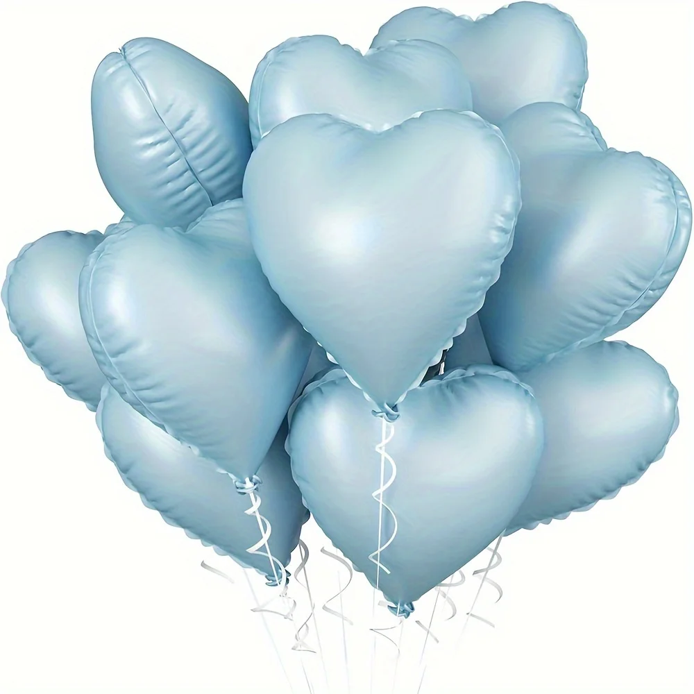 10 Stück 45,7 cm große Herz-Folienballons, rosa Salbeigrüner Herzballon für Geburtstagsfeier, Valentinstag, Hochzeit, Jahrestag, Dekorationen – Detail 10