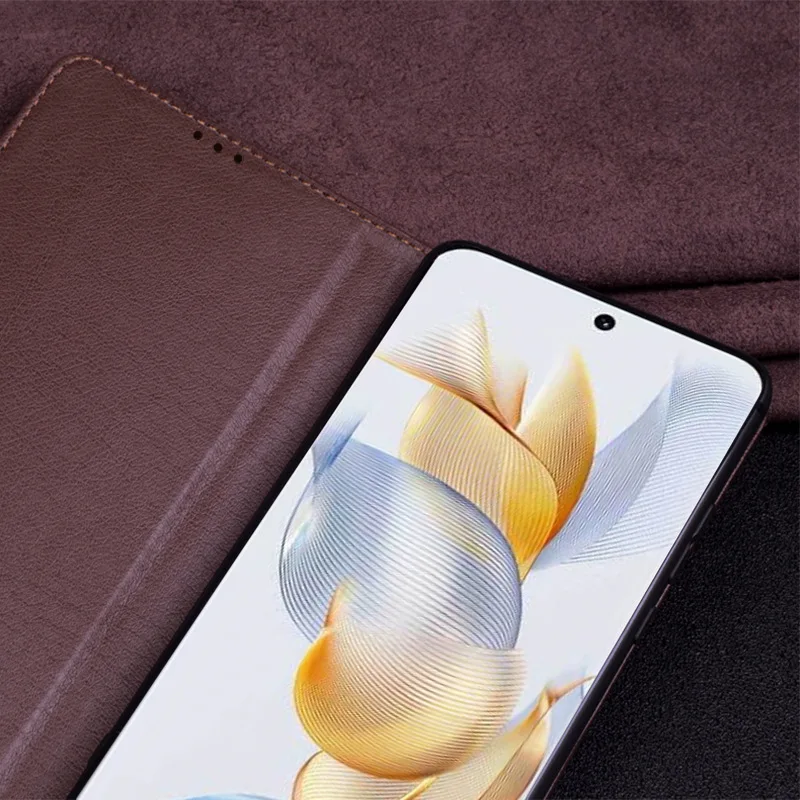 Hot Luxury Real Cowhide Or Lich Genuine Leather Flip Phone Cases For Honor 90 Honor90 Pro Hell Full Cover Pocket Bag Case