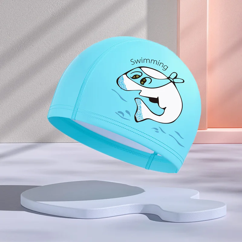 Kid Swimming Cap Boys Girls Cartoon Soft Waterproof Long Hair Ear Protection