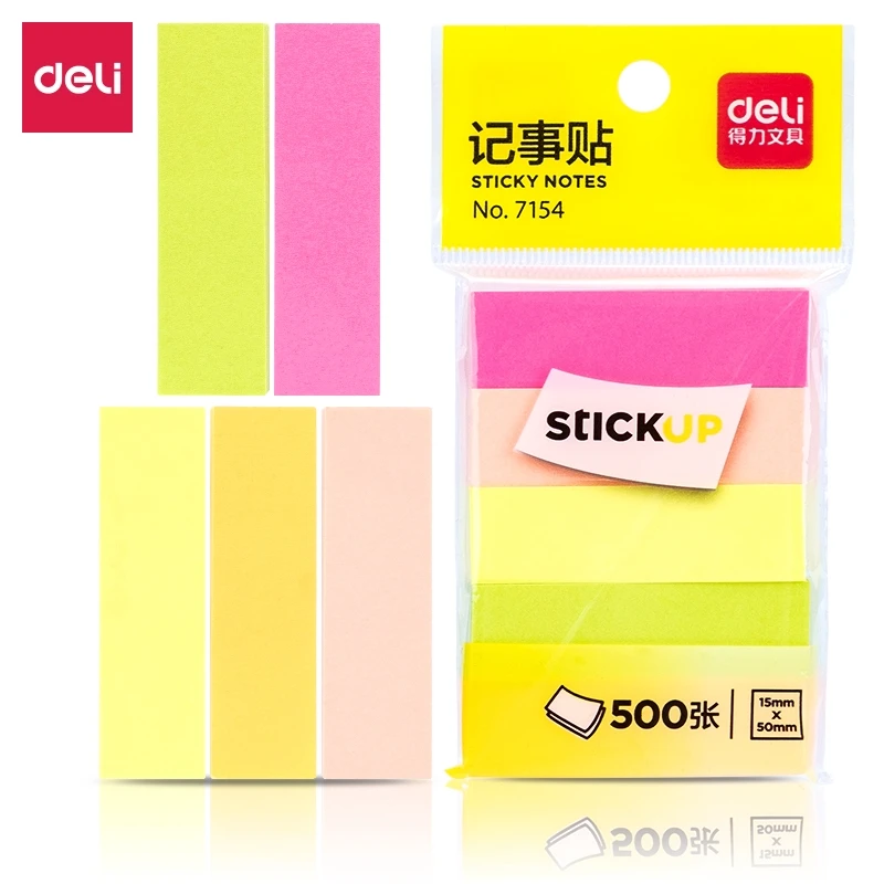 

Deli 500PCS/Bag Index Tabs 5 Colors Fluorescent Stickers 7154