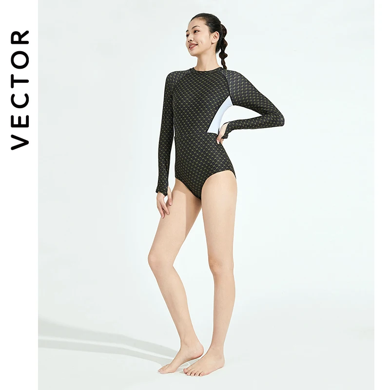 2023 Surfing Sport Swimsuit Long Sleeves Women One Piece Swimsuit Swimwear Solid Monokini Bathing Suit Tropical Bodysuit Female