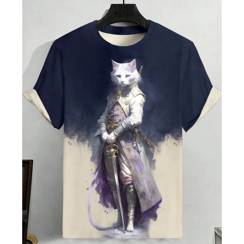 thumbnail image 1 of Camiseta de hombre con diseño de gato de anime, camiseta de manga corta con estampado 3D de dibujos animados, ropa de hombre, camiseta para hombre, camisetas casuales de uso diario vintage, 1 of 5