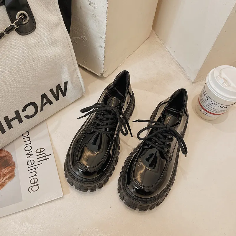 Women Loafers Classic Platform Chunky Heel Black Ladies Pumps Female Mary Jane Derby Lolita Sweet Round Toe College Shoes lolita shoes,platform pumps,women loafers shoes