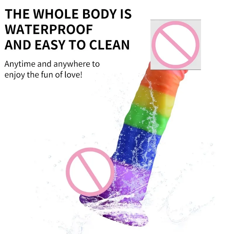 Realistic Dildo Suction Cup Rainbow Five-color Extra-large Extra-thick Dildo Fake Cock Vaginal Masturbator Female Couple Sex Toy