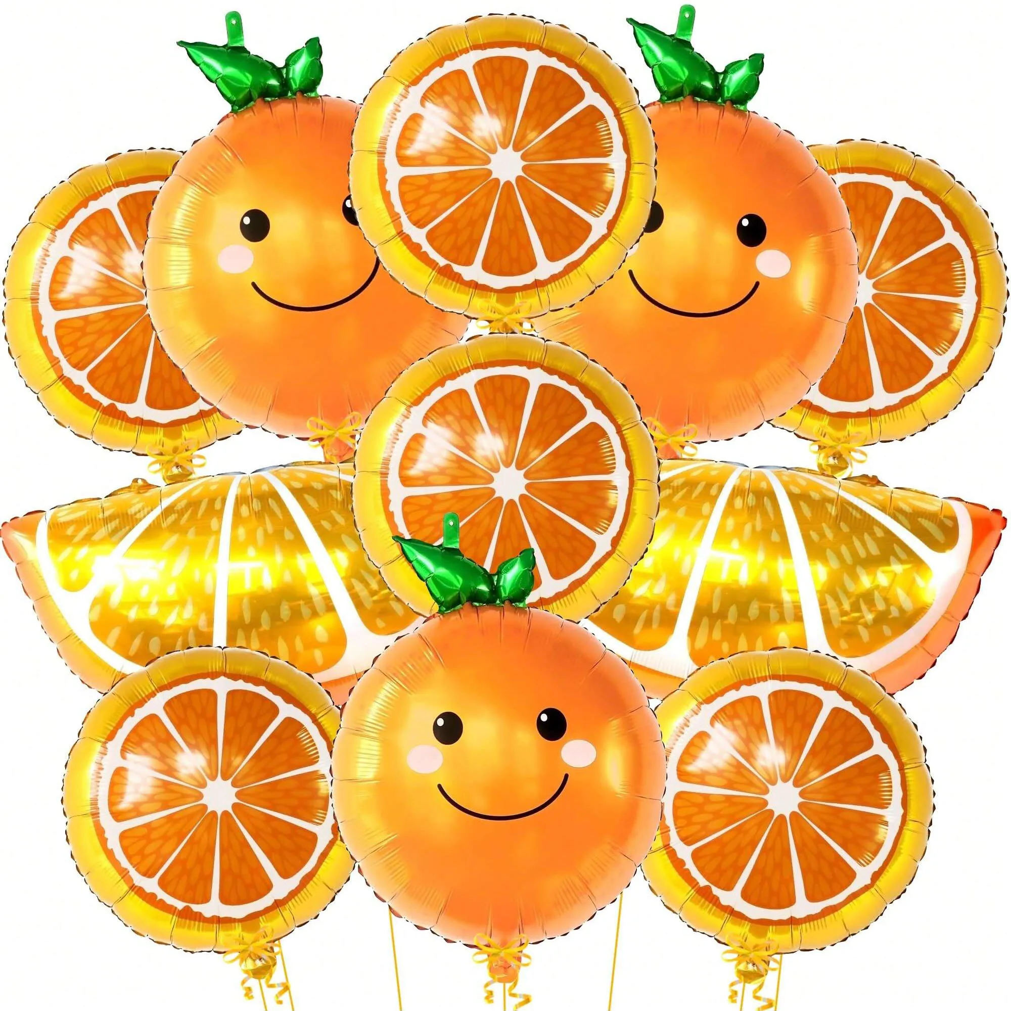 11-teiliges Set Riesige Orangen-Frucht-Esterfolienballons Niedliche Orangen-Frucht-Geburtstagsparty-Dekorationsballons