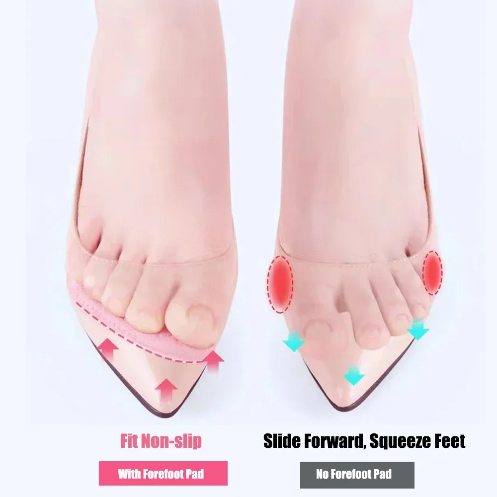 Women High Heel Forefoot Pads Shoe Inserts Half Insoles Pain Relief Comfortable Foot Care Protector Massage Anti-slip Pads