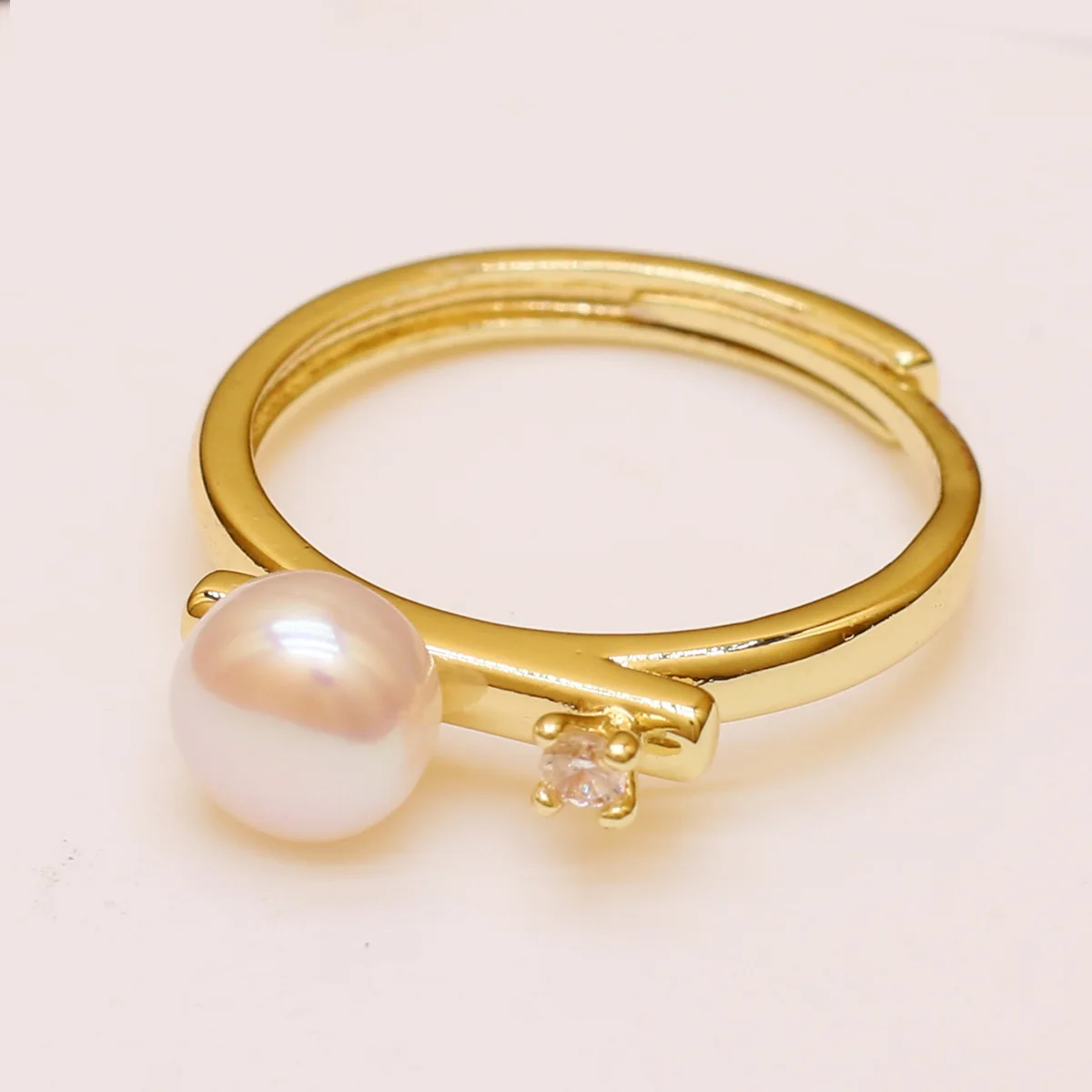 

Natural freshwater pearl Rings Retro Fashion Rings Gold Plated Adjustable Ring for women Fine Jewelry Memorial Day wedding gifts