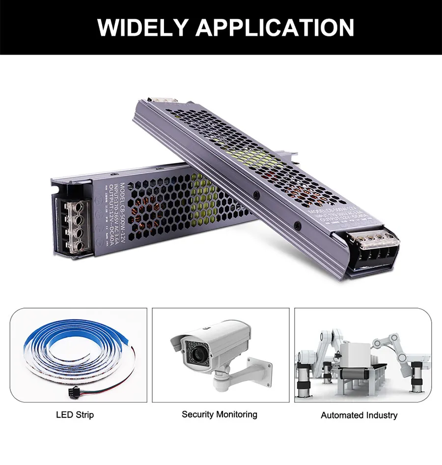 AC/DC 12V 24V 48V Transformer 100W 200W 300W 400W 500W LED Driver Power  Supply Super Thin A/D Converter for LED Strip Light Bulb