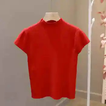 امرأة ملابس تي شيرتات قصيرة الاكمام سليم صالح القمم أنثى س الرقبة محبوك غمد تي شيرت الشارع ارتداء الجنس رياضي 2025 Y2K جديد 6