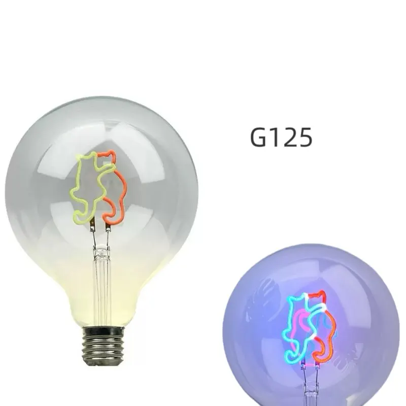 LED 필라멘트 편지 전구 G125 사랑 홈 고전압 220V 주변 따뜻한 빛 E27 에디슨 전구 테이블 램프 장식 침실 조명