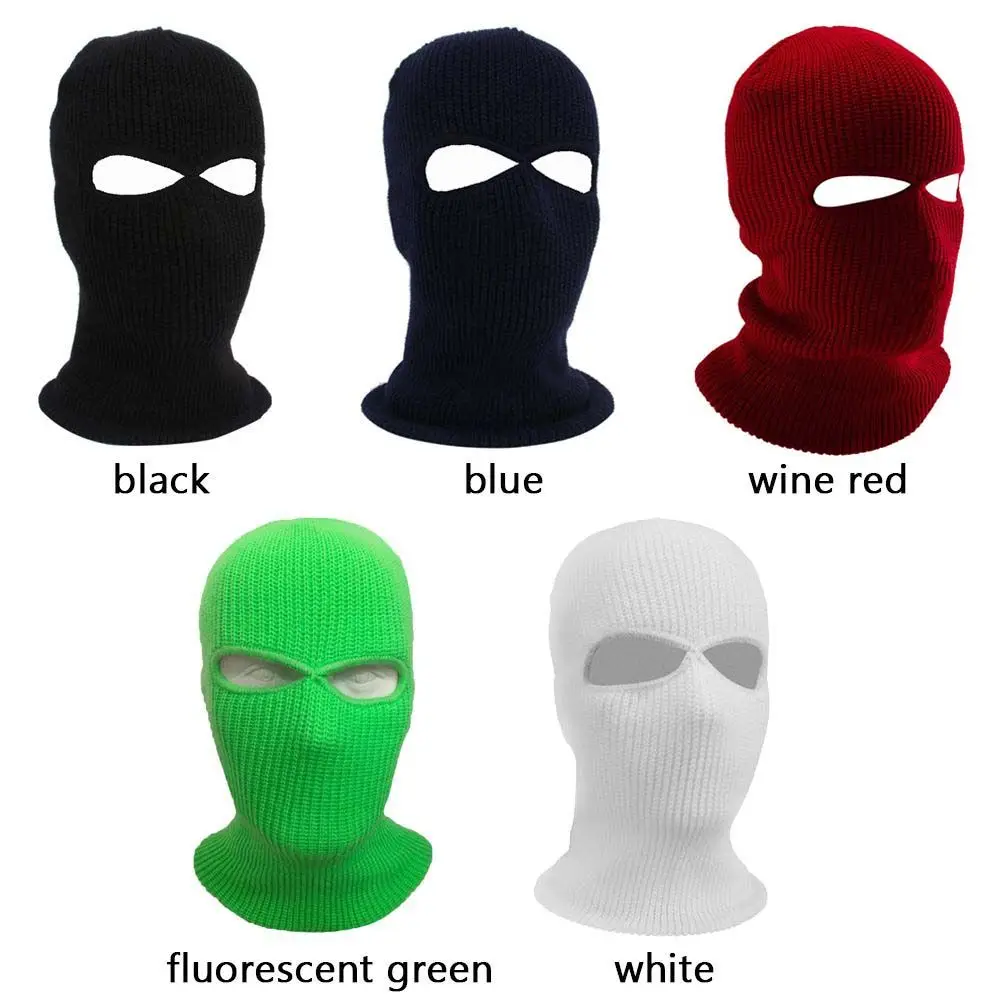Neue Volle Gesicht Abdeckung Maske Zwei 2 Loch Balaclava Stricken Hut Armee Taktische CS Winter Ski Radfahren Maske Beanie Hut schal Warme Gesicht Masken – Detail 3