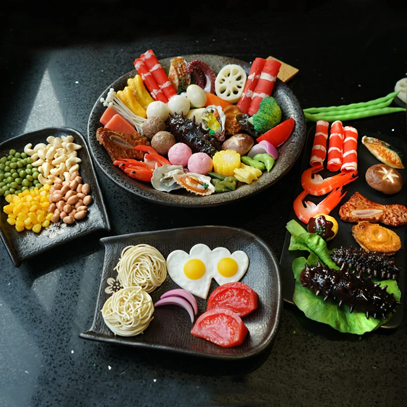 

Simulation Hotpot Ingredient Model Decoration Material Side Dish Fake Lotus Root Mushroom Corn Soybean Kelp Bean DecorationProps