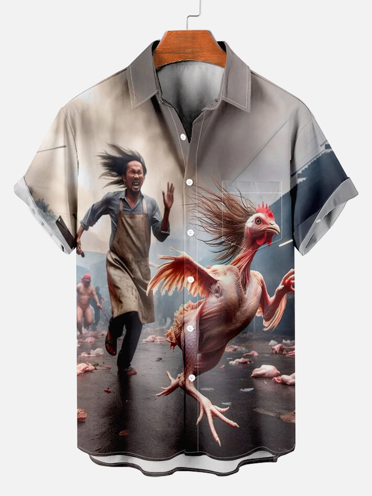 thumbnail image 1 of Camisa divertida e informal con estampado de gallo para correr para hombre, camisa de manga corta para hombre, camisa holgada de verano para playa, camisetas de gran tamaño para hombre para niños, 1 of 4